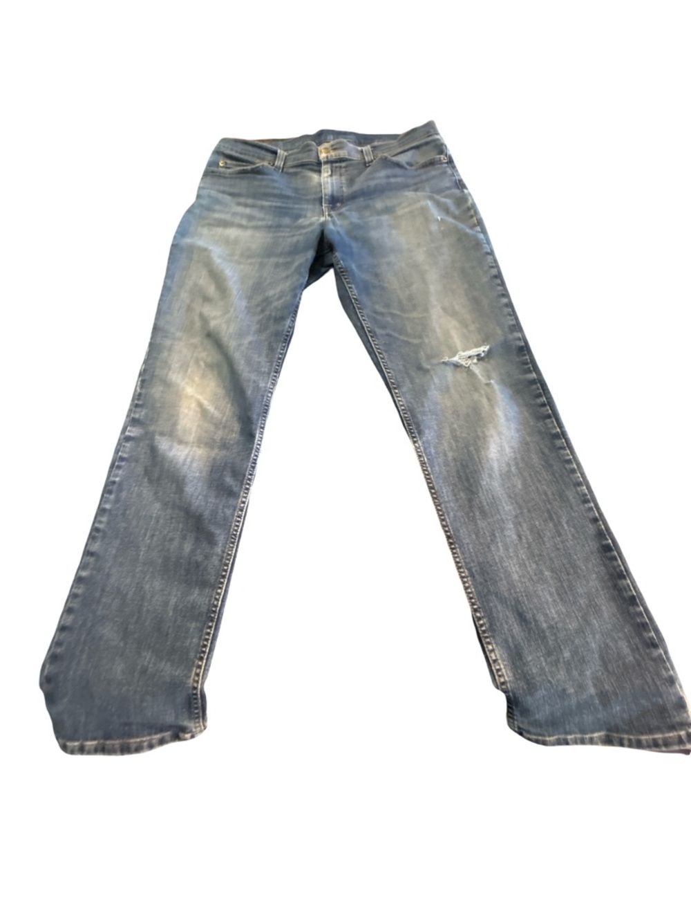 L.L.Bean BeanFlex Standard Fit Jeans Men’s 38x32 Blue Stretch Denim Distressed